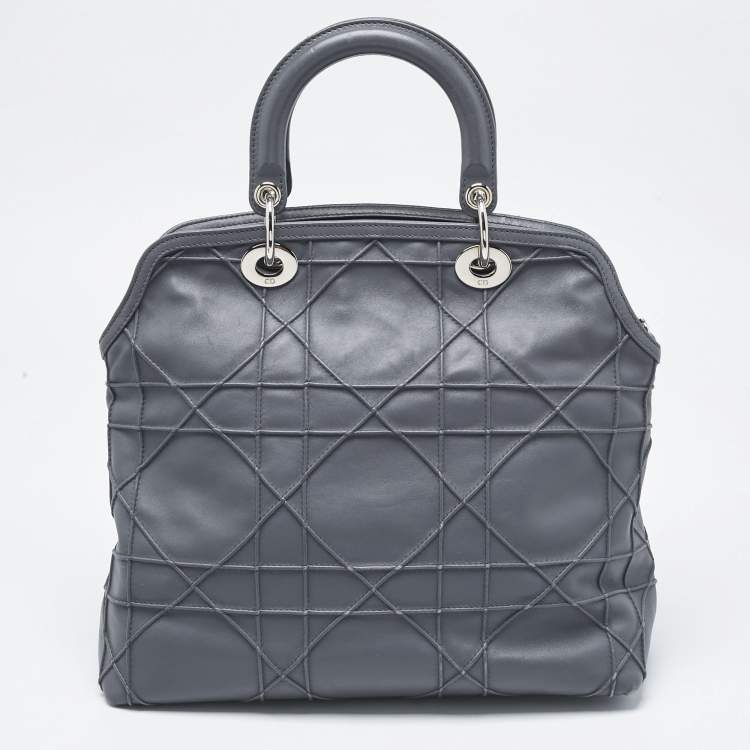 Pre Owned Dior Grey Cannage Leather Granville Tote 