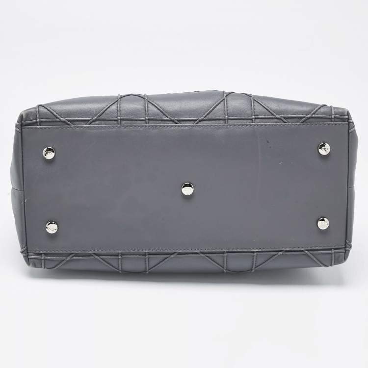 Pre Owned Dior Grey Cannage Leather Granville Tote 