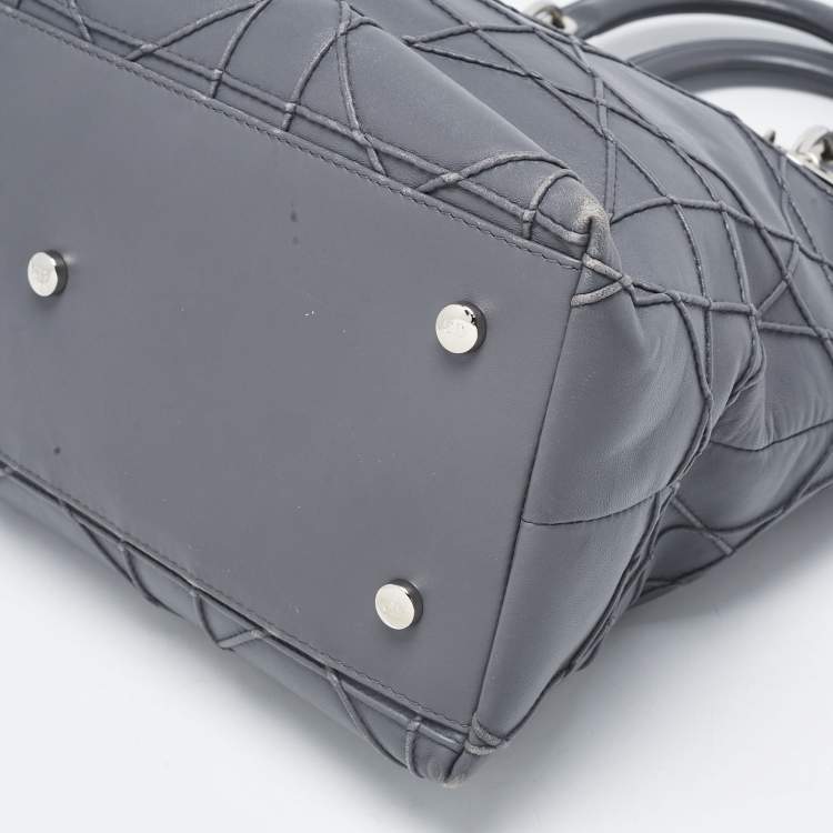 Pre Owned Dior Grey Cannage Leather Granville Tote 