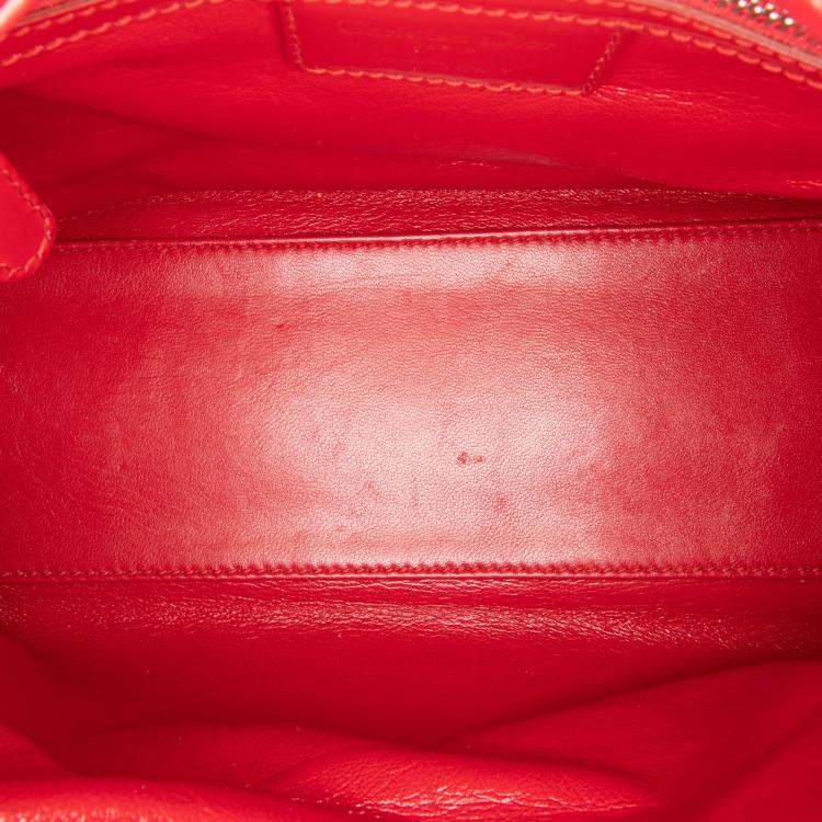 Pre Owned Dior Red Medium Tweed Fringe Rhinestone Lady Dior