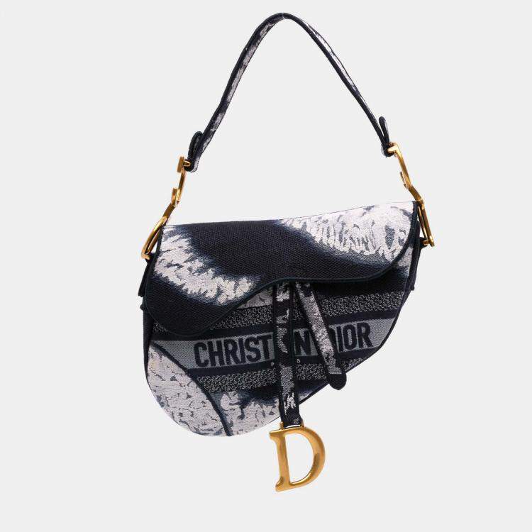 Pre Owned Dior Black Canvas Embroidered Tie Dye Saddle Bag