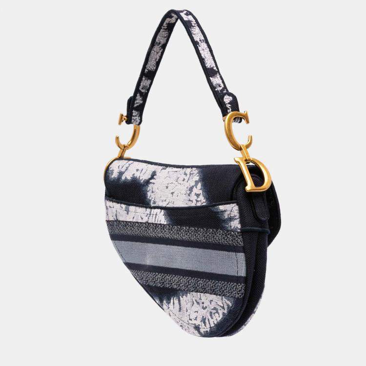 Pre Owned Dior Black Canvas Embroidered Tie Dye Saddle Bag