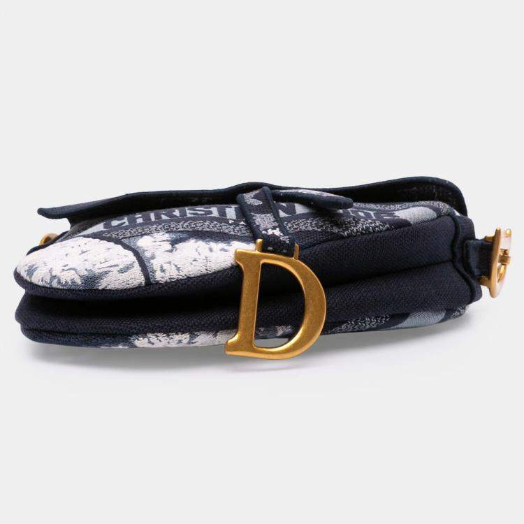 Pre Owned Dior Black Canvas Embroidered Tie Dye Saddle Bag