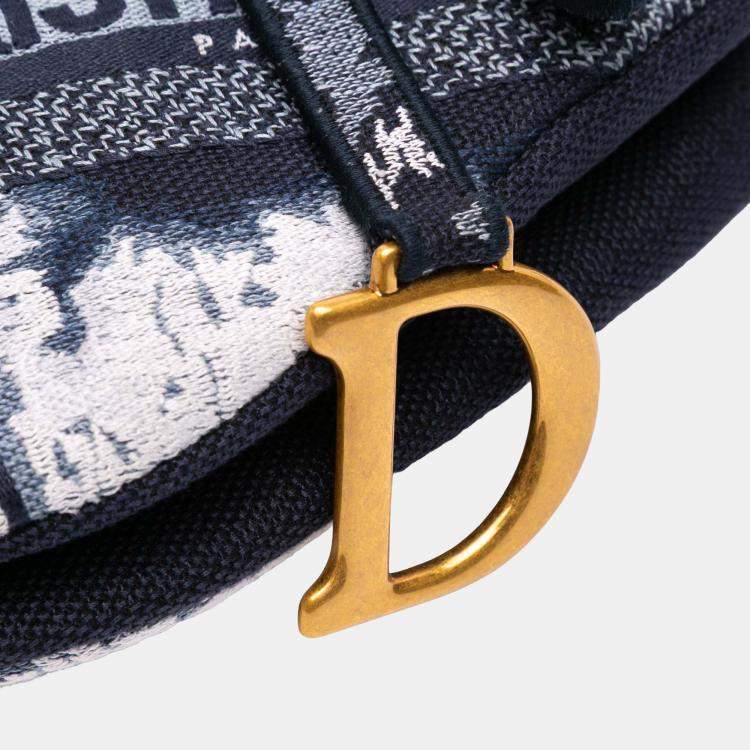 Pre Owned Dior Black Canvas Embroidered Tie Dye Saddle Bag
