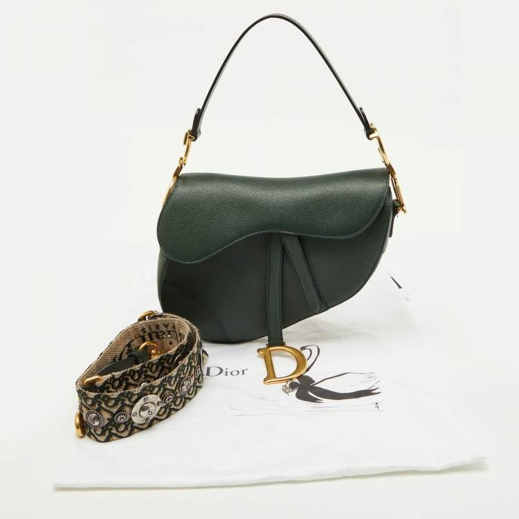 Pre Owned Dior Green Leather Saddle Bag