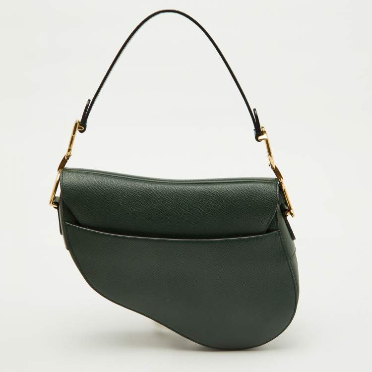 Pre Owned Dior Green Leather Saddle Bag