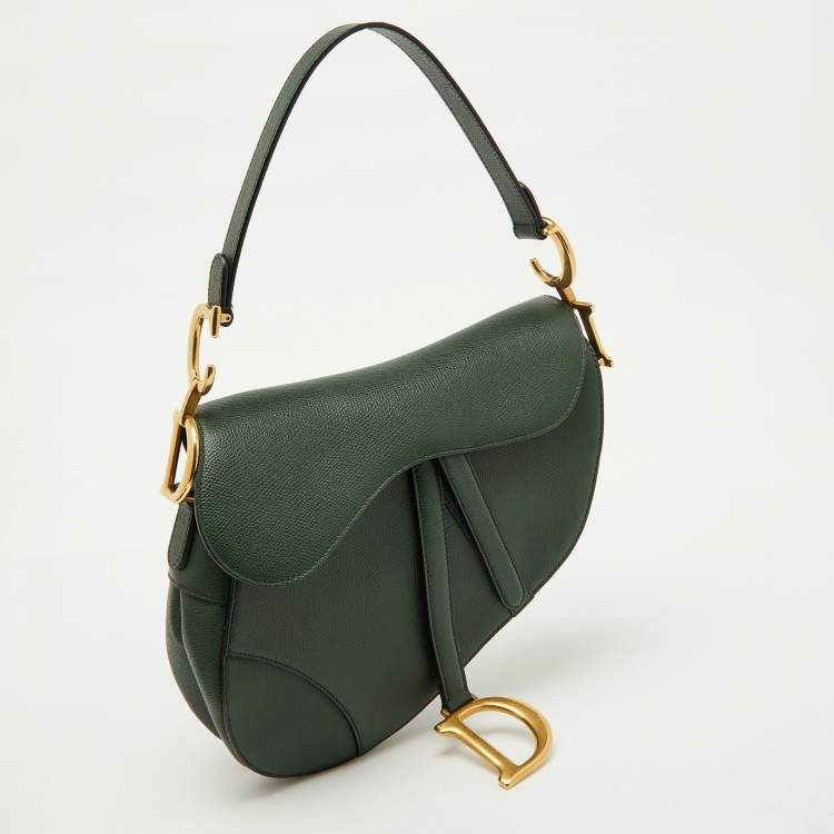 Pre Owned Dior Green Leather Saddle Bag
