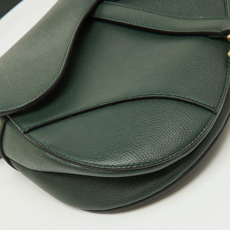 Pre Owned Dior Green Leather Saddle Bag