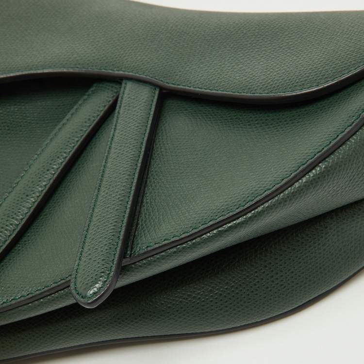Pre Owned Dior Green Leather Saddle Bag