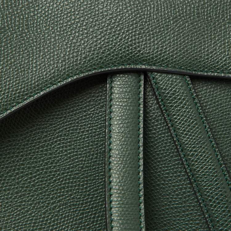 Pre Owned Dior Green Leather Saddle Bag