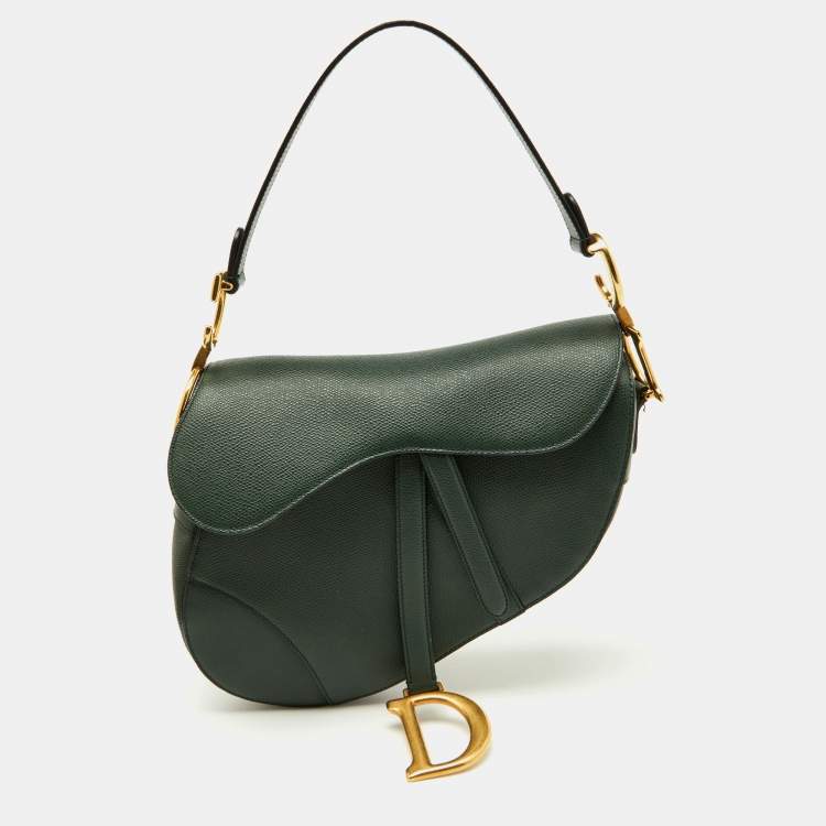 Pre Owned Dior Green Leather Saddle Bag