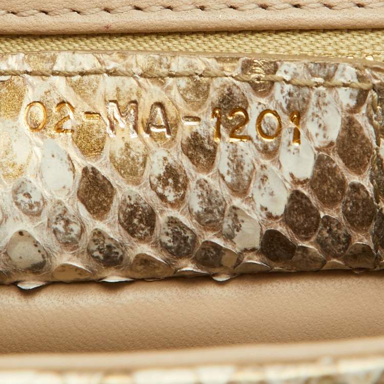 Pre Owned Dior Gold/Beige Python Medium Caro Shoulder Bag