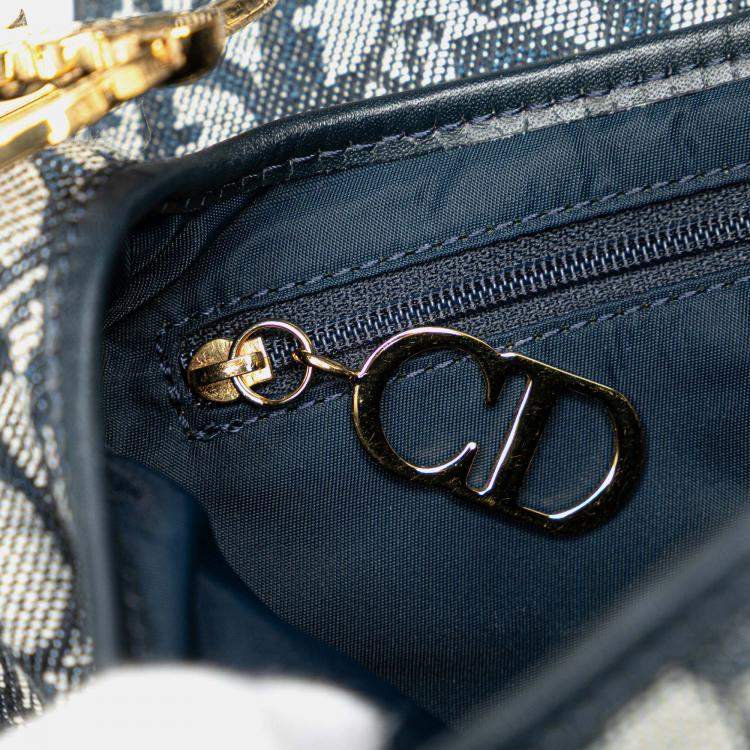 Pre Owned Dior Navy Blue Diorissimo Canvas Saddle Bag