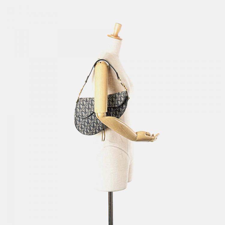 Pre Owned Dior Navy Blue Diorissimo Canvas Saddle Bag