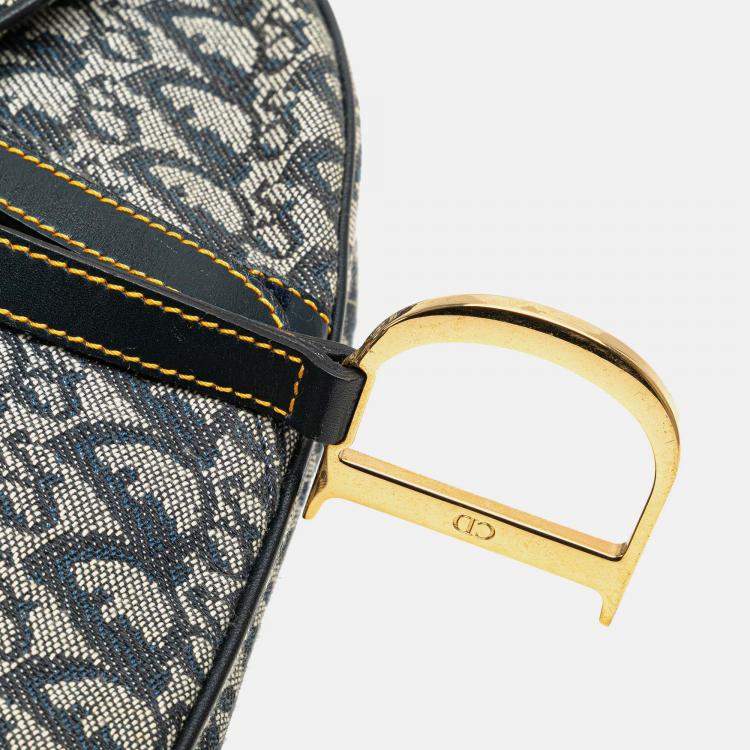 Pre Owned Dior Navy Blue Diorissimo Canvas Saddle Bag