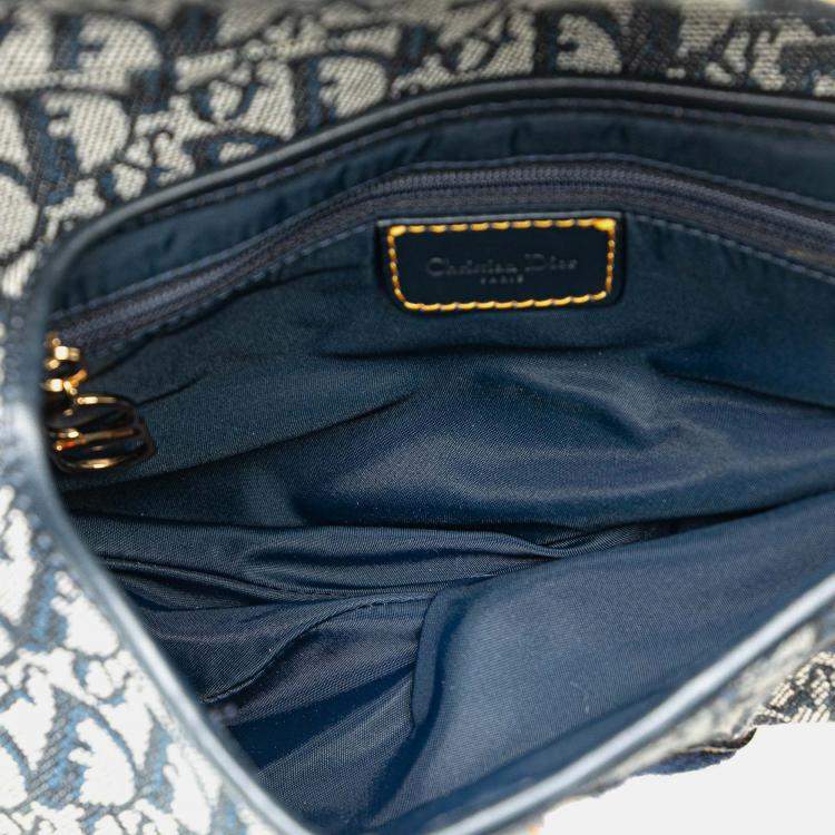Pre Owned Dior Navy Blue Diorissimo Canvas Saddle Bag