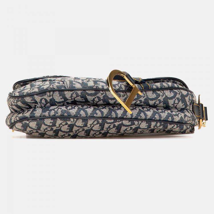 Pre Owned Dior Navy Blue Diorissimo Canvas Saddle Bag