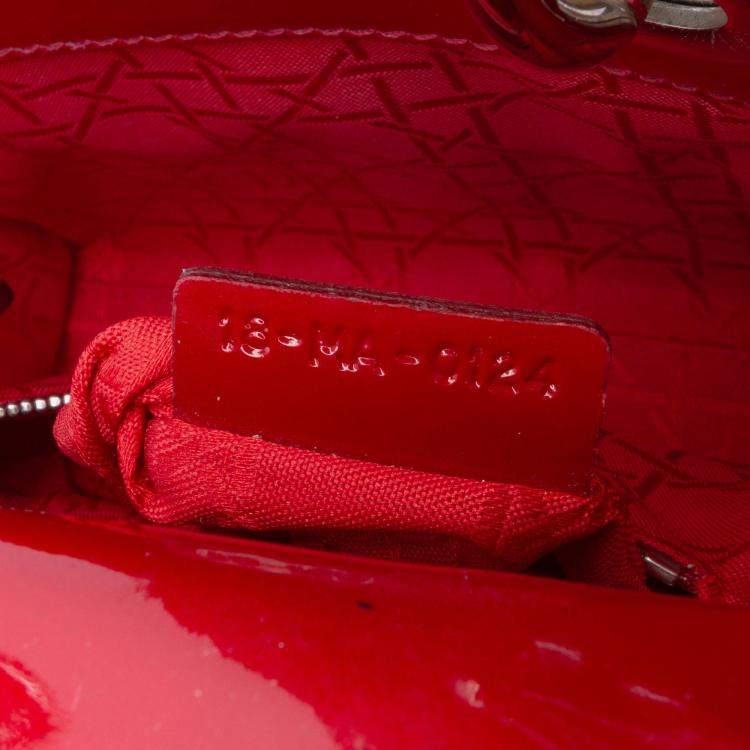 Pre Owned Dior Red Mini Patent Cannage Lady Dior