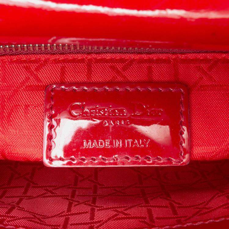 Pre Owned Dior Red Mini Patent Cannage Lady Dior
