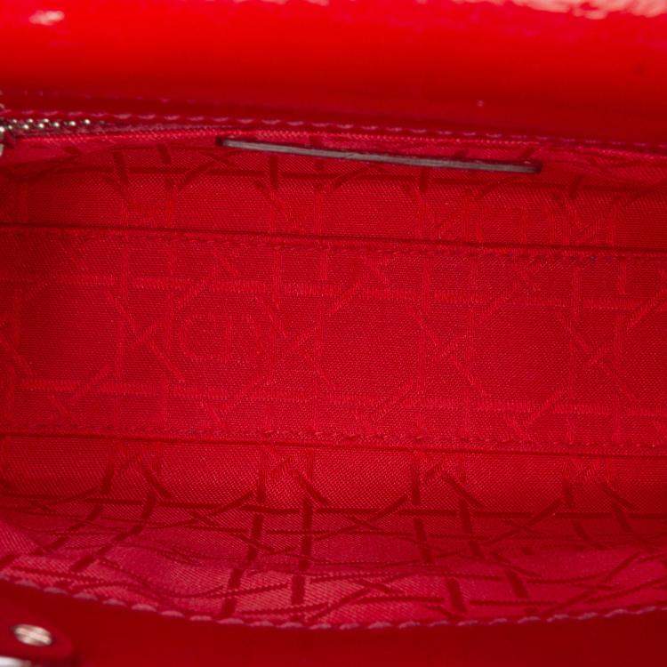 Pre Owned Dior Red Mini Patent Cannage Lady Dior