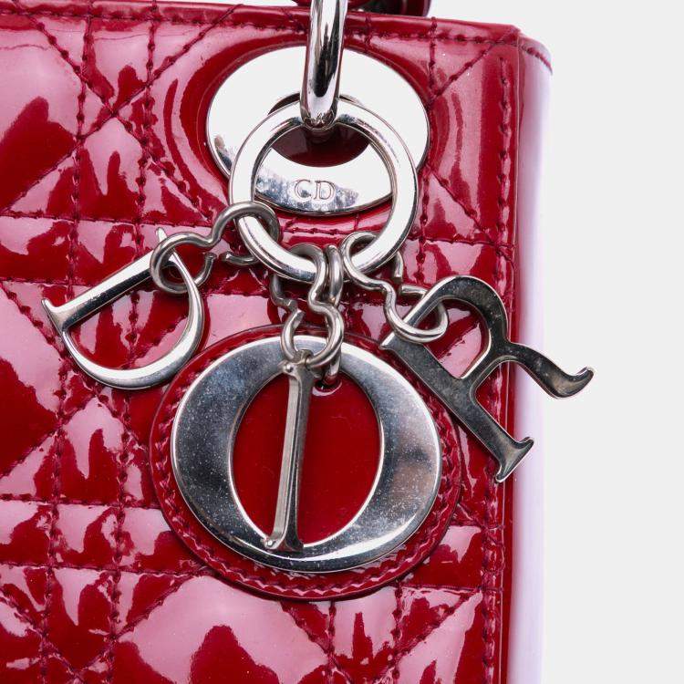 Pre Owned Dior Red Mini Patent Cannage Lady Dior