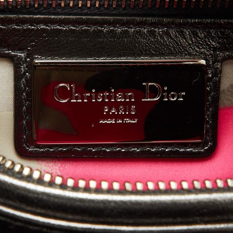 Pre Owned Dior Grey Cannage Patent and Leather Anselm Reyle Lady Dior Tote