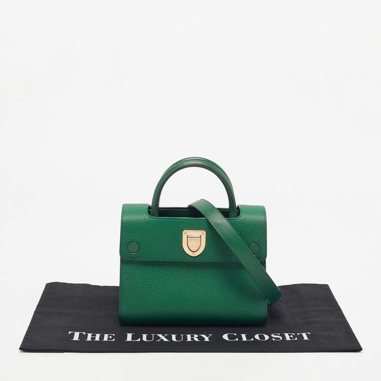 Pre Owned Dior Green Leather Small Diorever Top Handle Bag