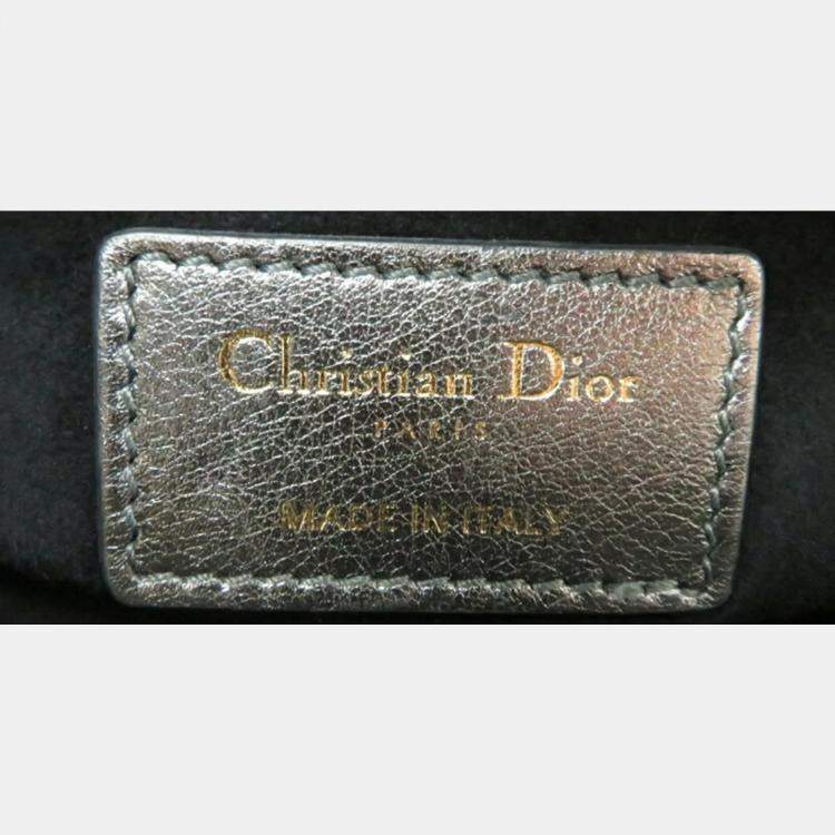 Pre Owned Dior Lady Dior Silver Calfskin Shoulder Bag
