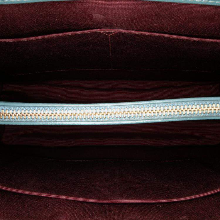 Pre Owned Dior Blue Medium Grained Calfskin Diorama Satchel