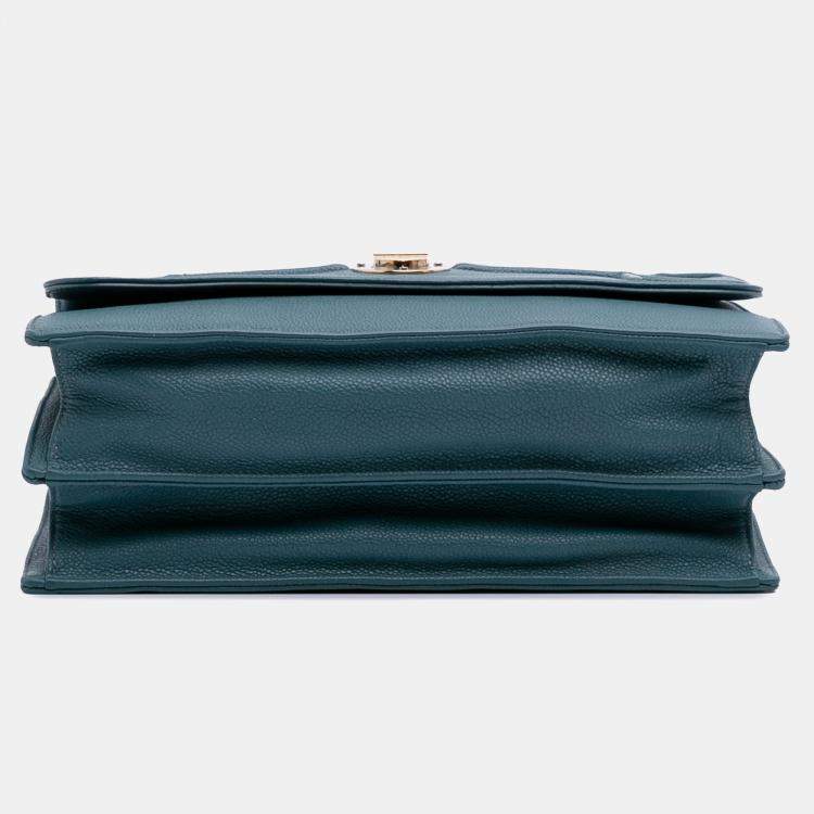 Pre Owned Dior Blue Medium Grained Calfskin Diorama Satchel