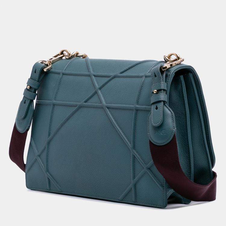 Pre Owned Dior Blue Medium Grained Calfskin Diorama Satchel