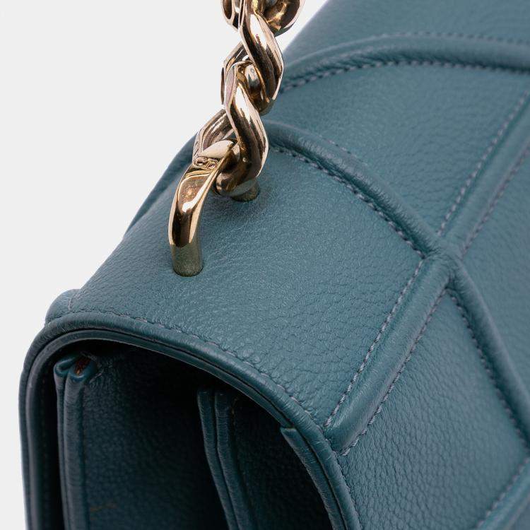Pre Owned Dior Blue Medium Grained Calfskin Diorama Satchel