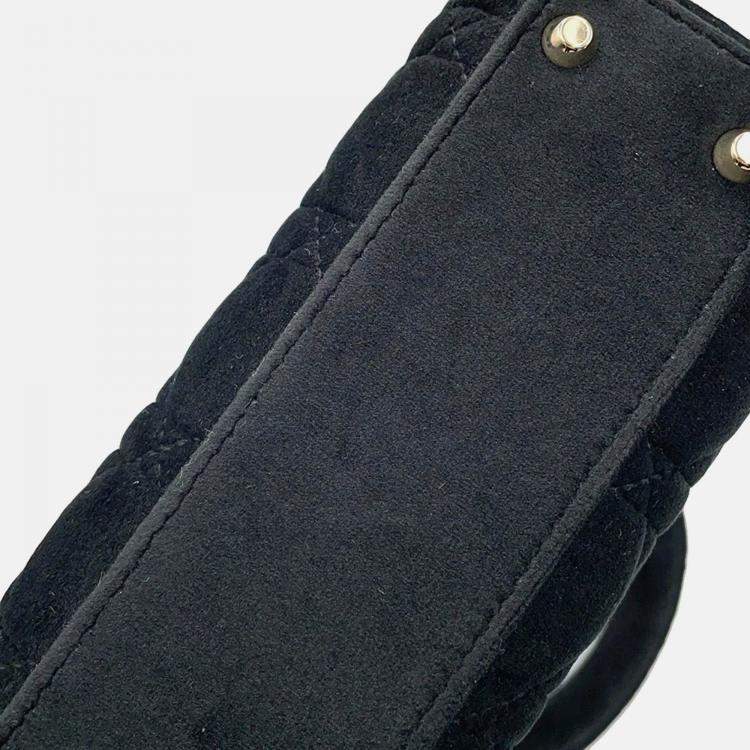 Pre Owned Dior Lady Dior Mini Black Velour Handbag