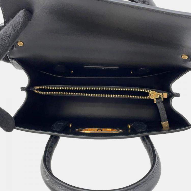 Pre Owned Dior Montaigne 30 Black Leather Shoulder Bag