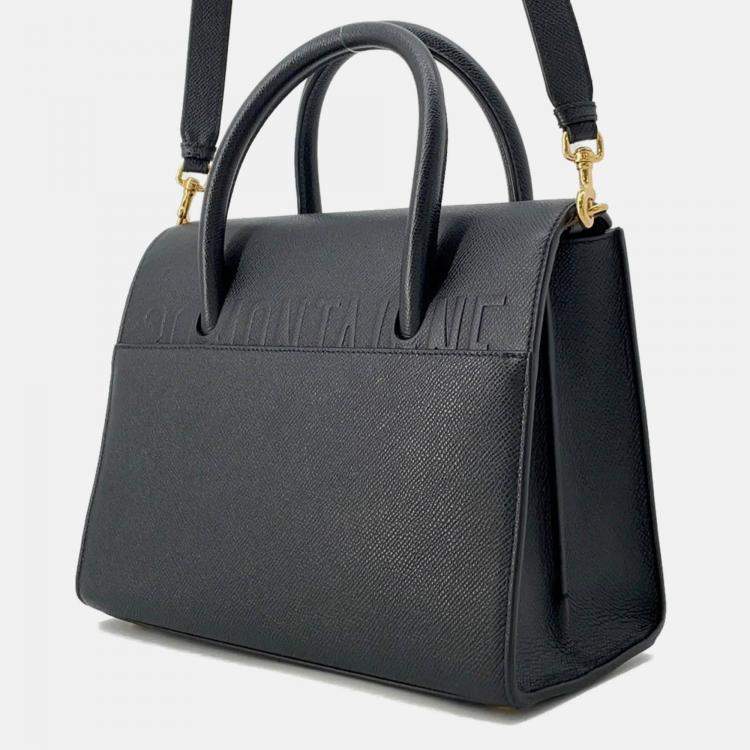 Pre Owned Dior Montaigne 30 Black Leather Shoulder Bag