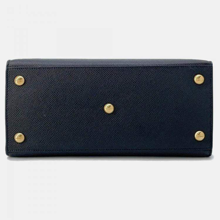 Pre Owned Dior Montaigne 30 Black Leather Shoulder Bag