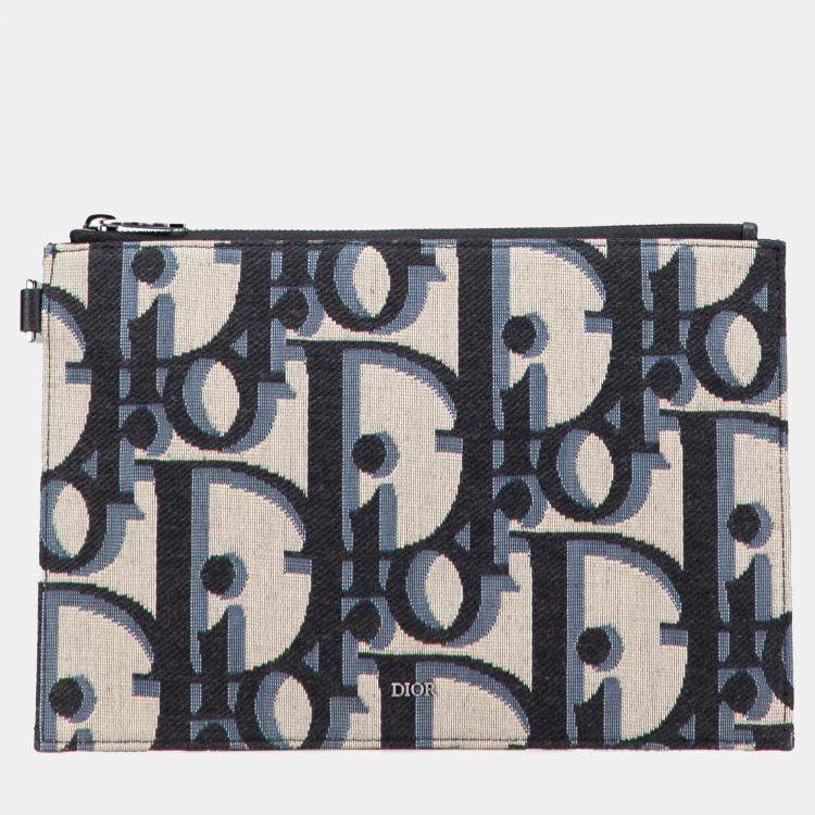 Pre Owned Dior Blue Oblique A5 Clutch