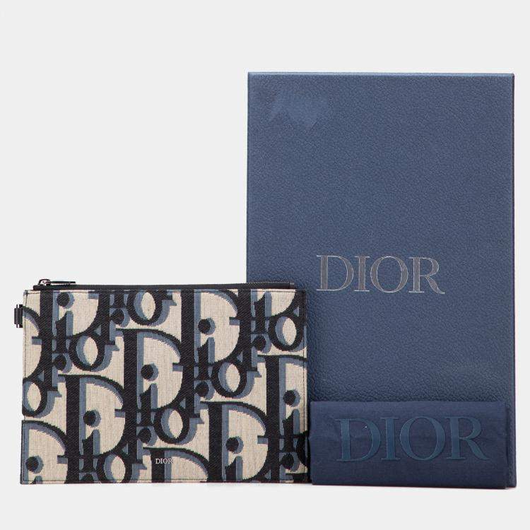 Pre Owned Dior Blue Oblique A5 Clutch