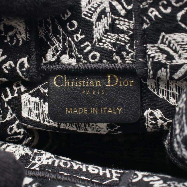 Pre Owned Dior Black Mini Plan de Paris Logo Embroidered Canvas Vertical Book Tote