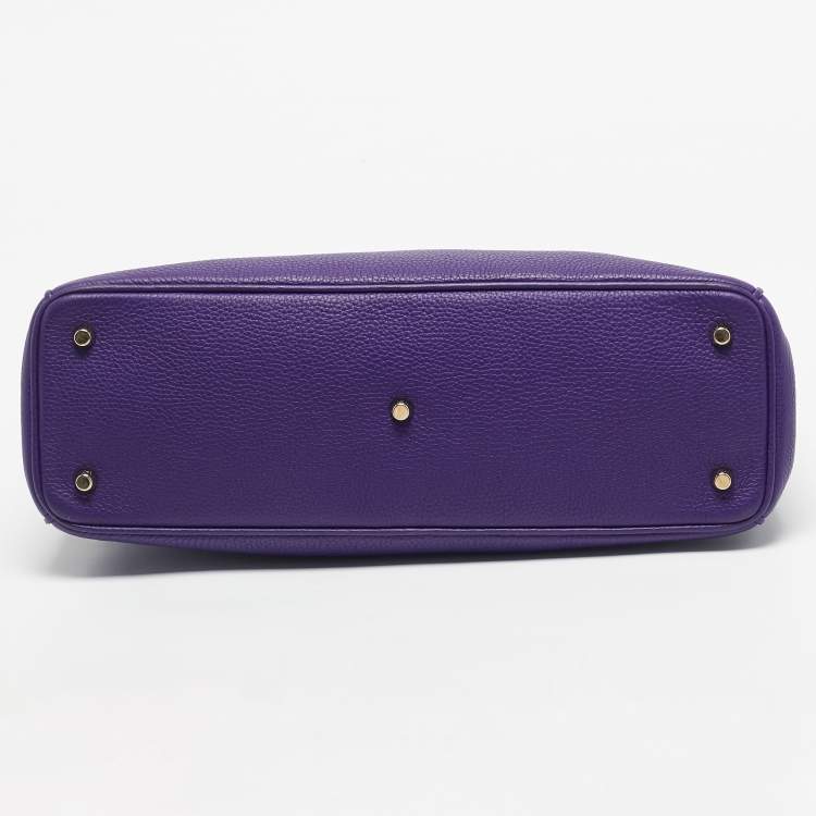 Pre Owned Dior Purple Leather Large Diorissimo Shopper Tote