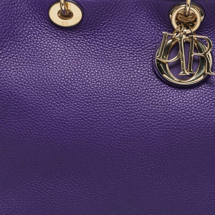 Pre Owned Dior Purple Leather Large Diorissimo Shopper Tote
