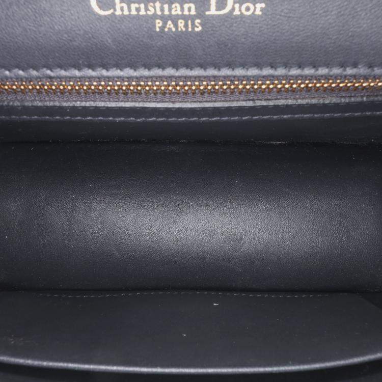 Pre Owned Dior Silver Small Metallic Patent Microcannage Diorama Flap Bag