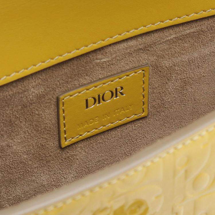 Pre Owned Dior Yellow Mini Oblique Patent Gallop Crossbody Bag