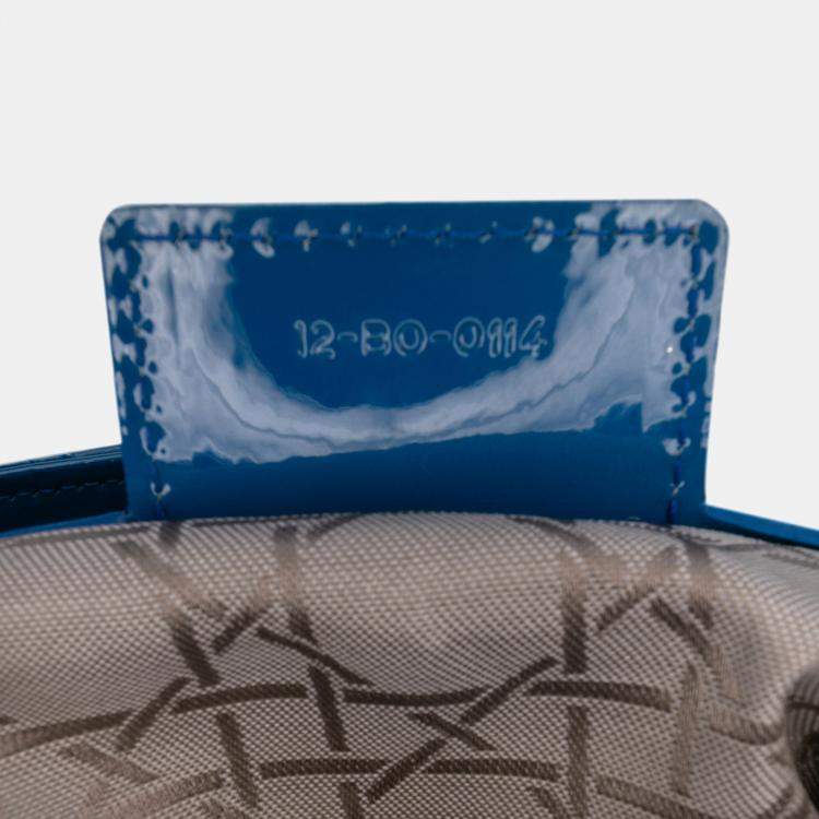 Pre Owned Dior Blue Large Patent Cannage Lady Dior