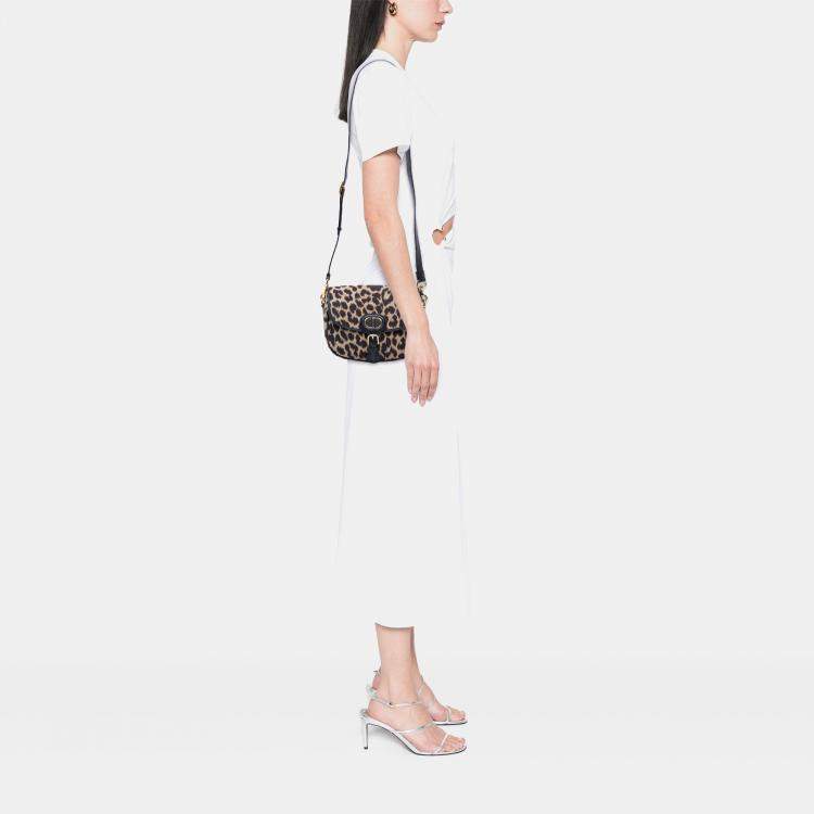 Pre Owned Dior Brown Mizza Medium Embroidered Canvas Leopard Bobby Crossbody