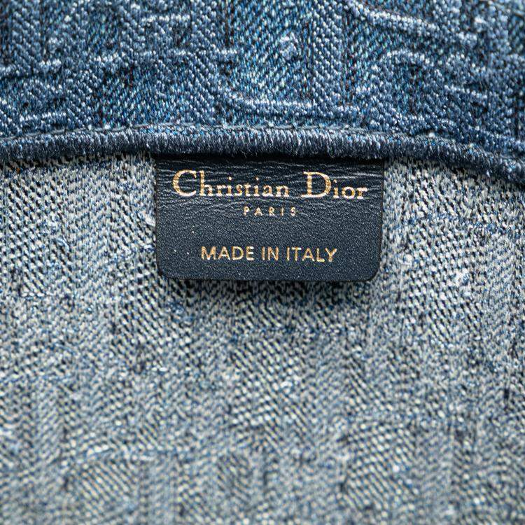 Pre Owned Dior Blue Large Oblique Denim Book Tote