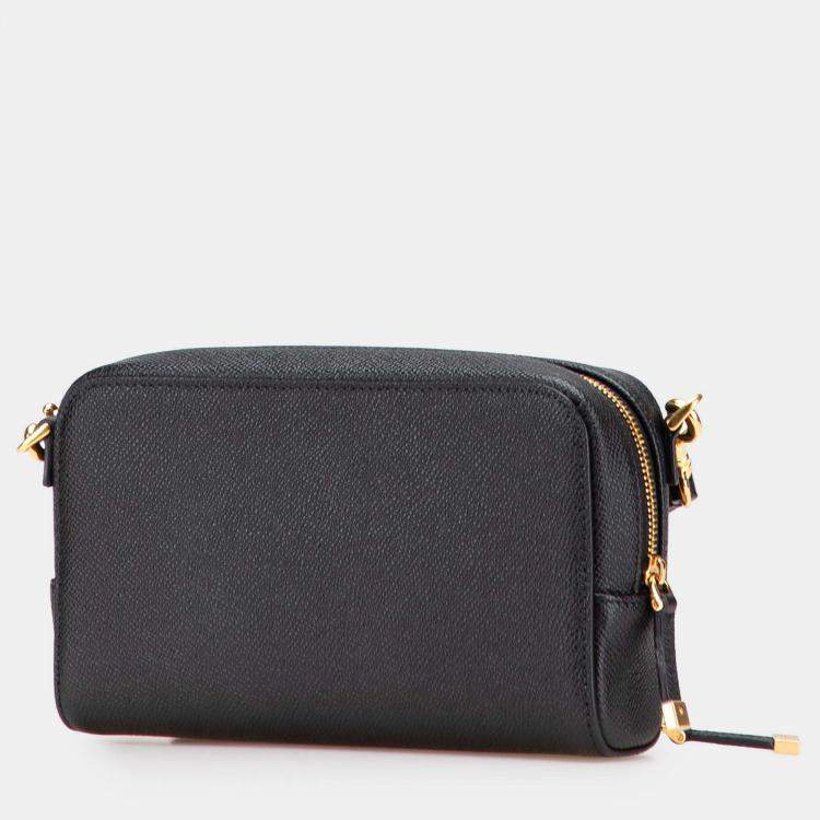 Pre Owned Dior Black Grained Calfskin Caro Double Pouch