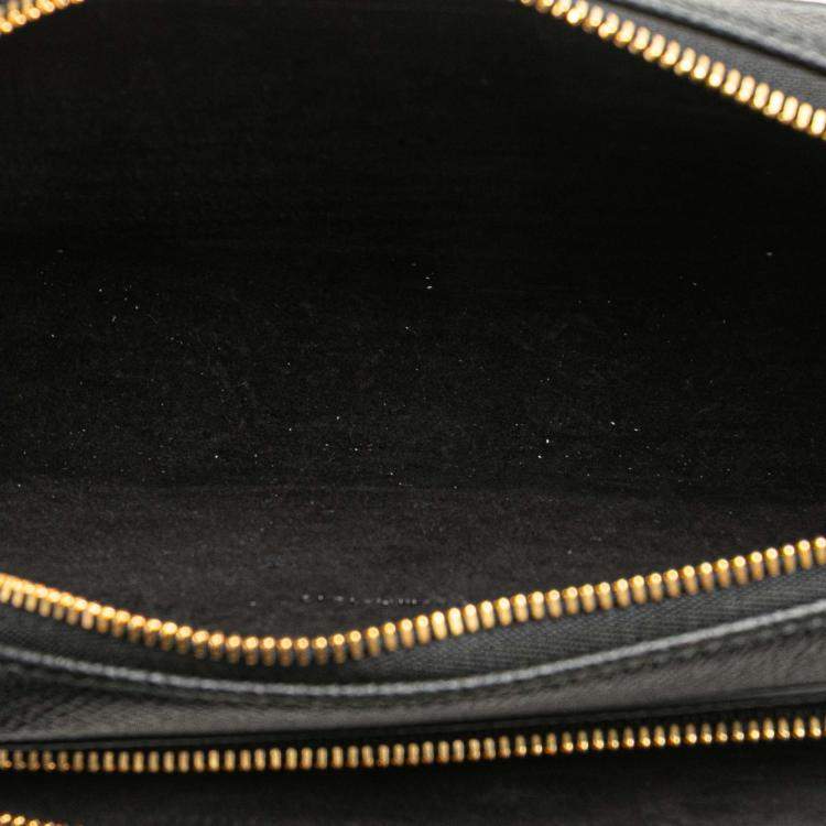 Pre Owned Dior Black Grained Calfskin Caro Double Pouch