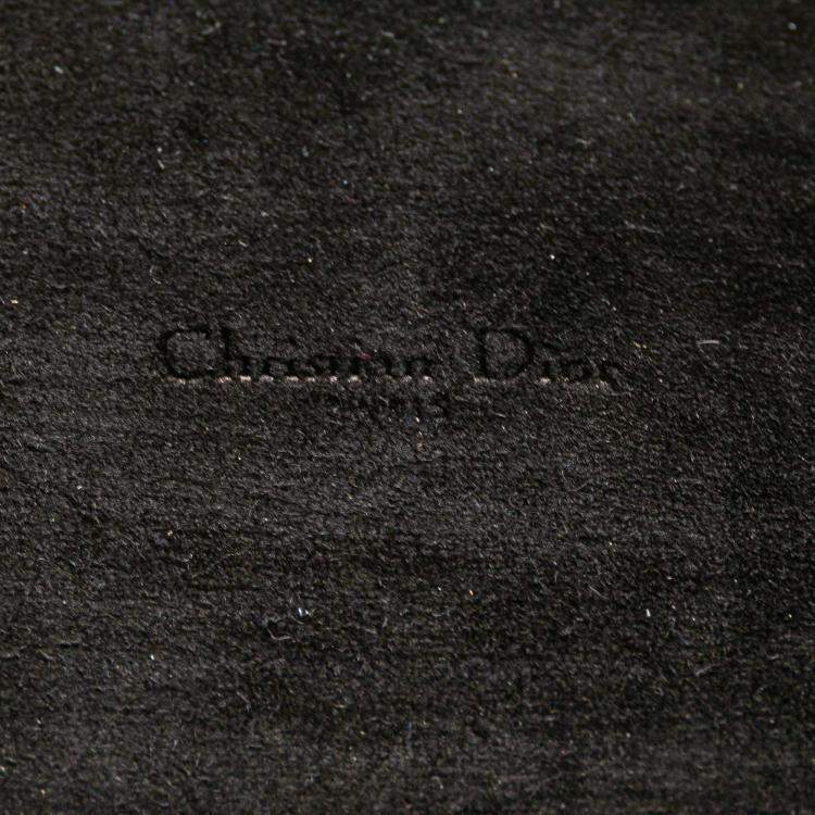 Pre Owned Dior Black Grained Calfskin Caro Double Pouch