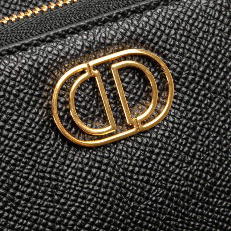 Pre Owned Dior Black Grained Calfskin Caro Double Pouch